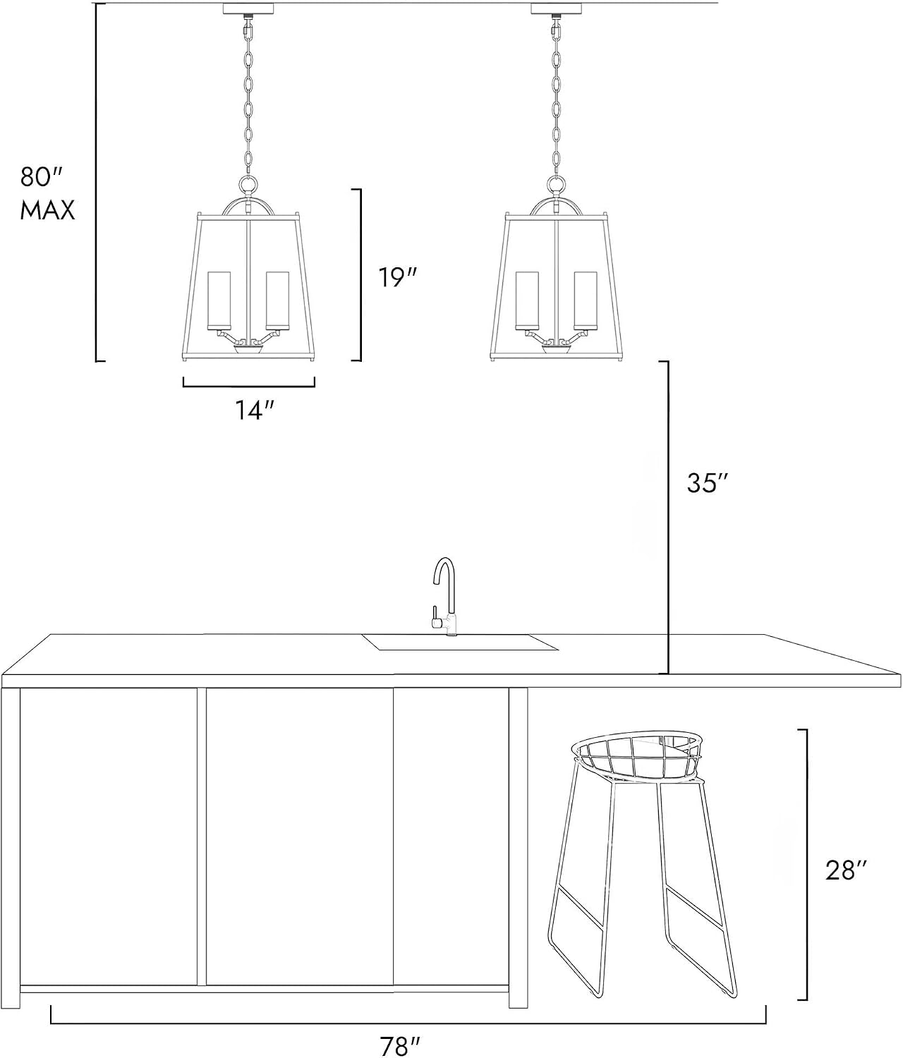 KSANA Gold Square Chandelier, 4-Light Black Glass Cage Pendant Light for Kitchen Island, Dining Room, Entryway