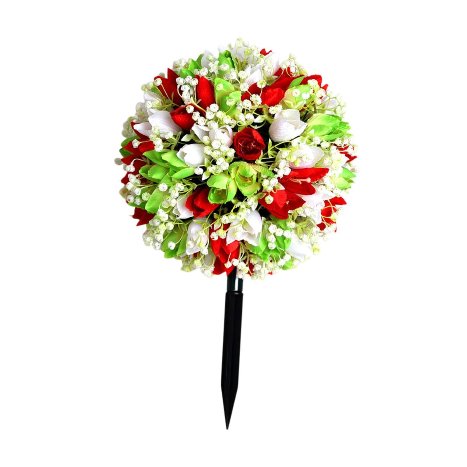 Artificial Flower Garden Stake Fairy Garden Accessories for Backyard Outdoor Red Green White-image-20
