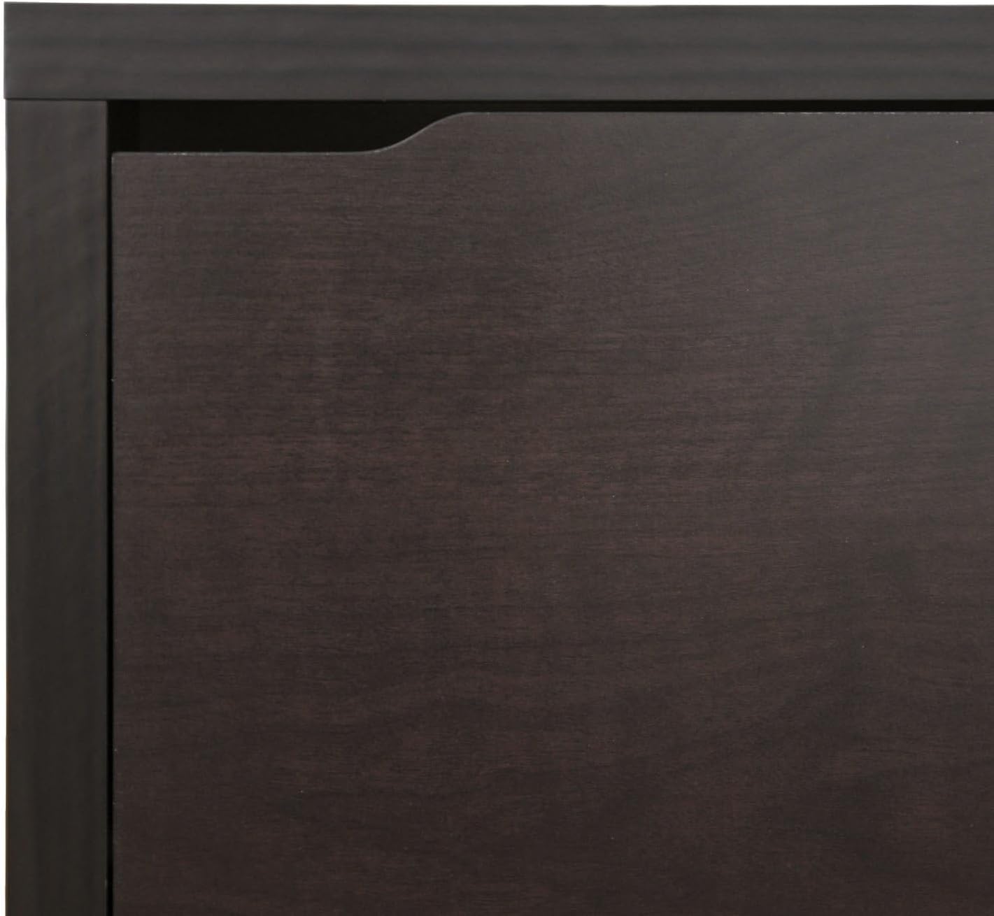 BOWERY HILL Modern Shoe Cabinet, Engineered Wood Frame, Dark Brown Faux Wood Grain Finish, 3 Doors with Storage, Fits Up to 18 Pairs, Compact Hallway, Mud Room, or Entryway Shoe Organizer