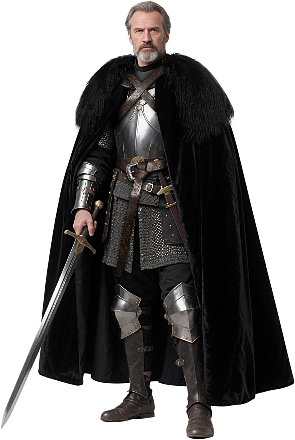 Joukavor Viking Fur Cloak Medieval Fur Cape Men for Halloween
