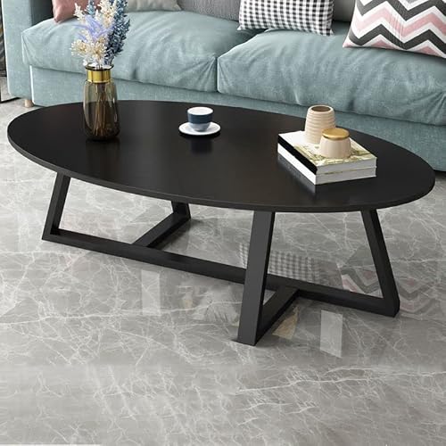 Craftthink Coffee Table, Mid-Century Glam Single Oval Coffee Table Cross Legs Coffee Cocktail Table For Living Room - 39.5" L X 19.5" W X 18" H, Color: Black #TOP5