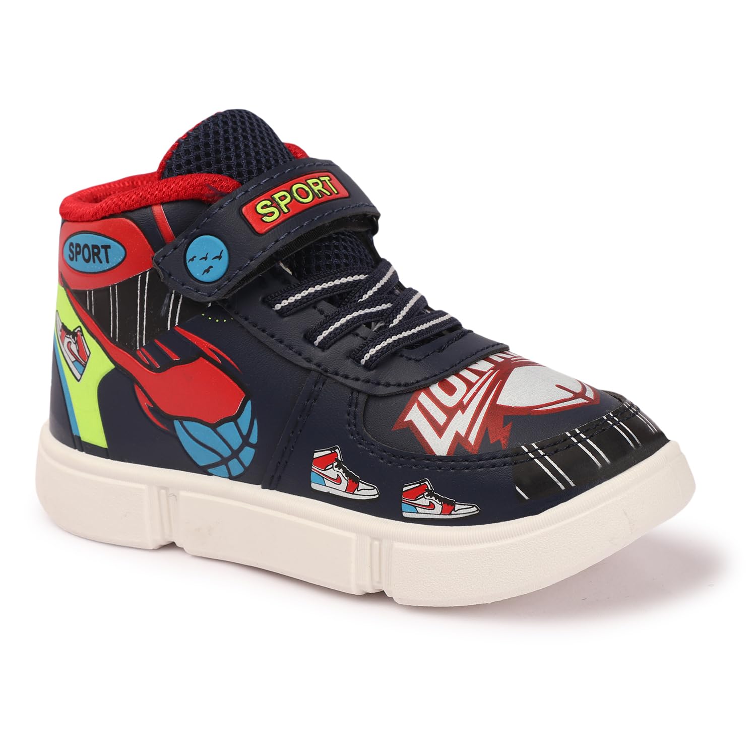 SPRENGE Non Lacing Slip On Walking Running Sneaker Easy to Wear Indoor Outdoor Cycling Shoes for Kids Boys & Girls, Black Orange, 2 Years to 12 Years - 1 Pair