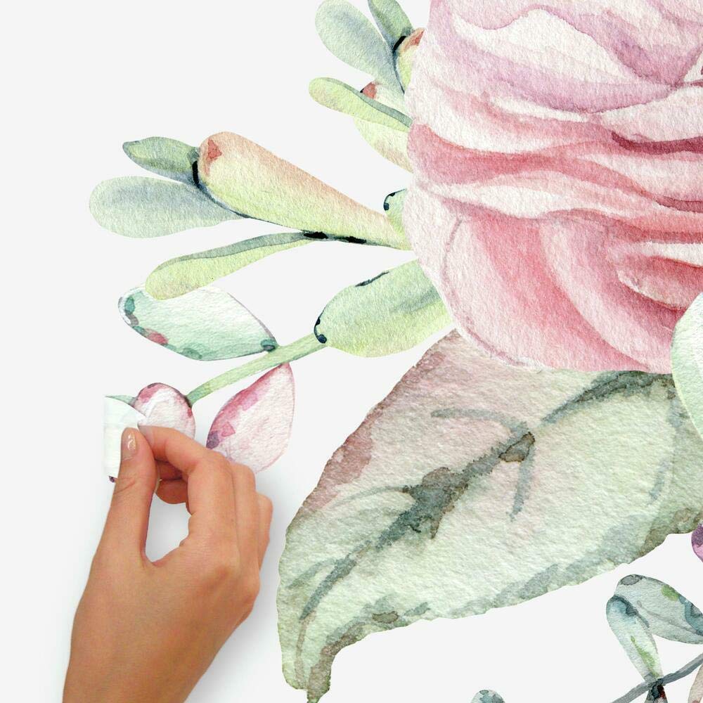 RoomMates RMK4538TBM Watercolor Floral Succulents XL Giant Wall Stickers Peel and Stick Wall Decals, Pink, Blue, Green - Image 3