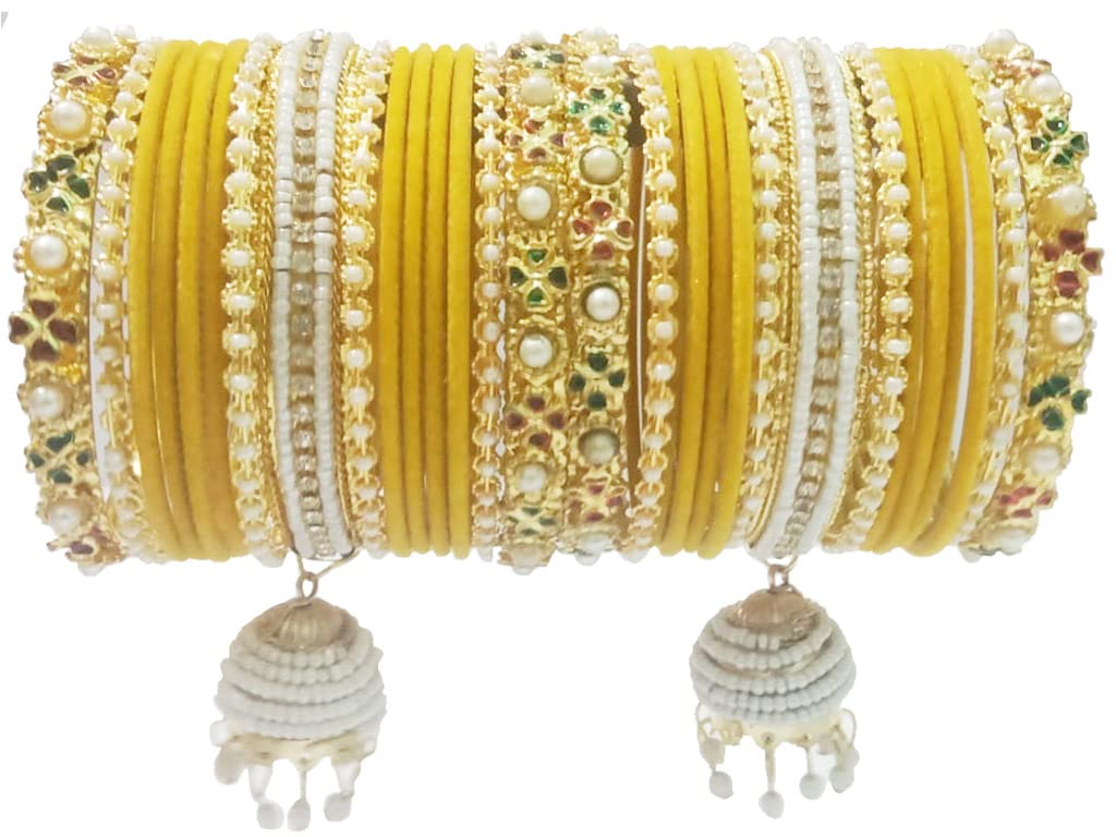 See full amazon price history chart for DONERIA Metal Base Metal with Zircon Gemstone Or Velvet worked and Ball Chain with Jhumki Type Latkan Bangle Set For Women and Girls, (Yellow_2.6 Inches), Pack Of 30 Bangle Set DONERIA Metal Base Metal with Zircon Gemstone Or Velvet worked and Ball Chain with Jhumki Type Latkan Bangle Set For Women and Girls, (Yellow_2.6 Inches), Pack Of 30 Bangle Set (B0BP7M2W52) Amazon Price History, Amazon Price Tracker