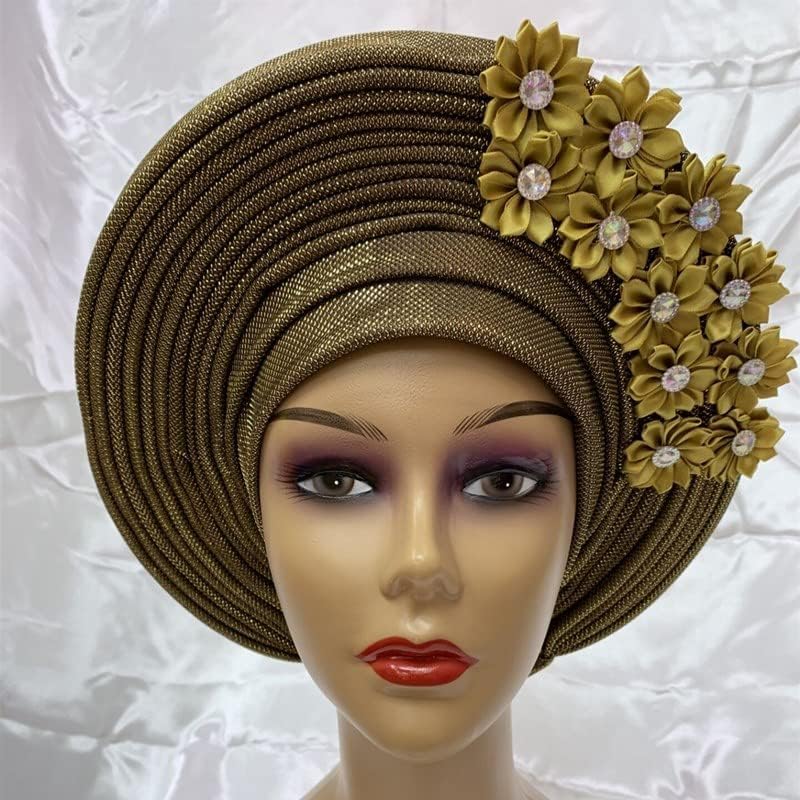 African headtie Turban Nigerian ASO Oke Fabric Muslim Headwear gele Head wrap Sego headtie by MSB Fabric Color 542