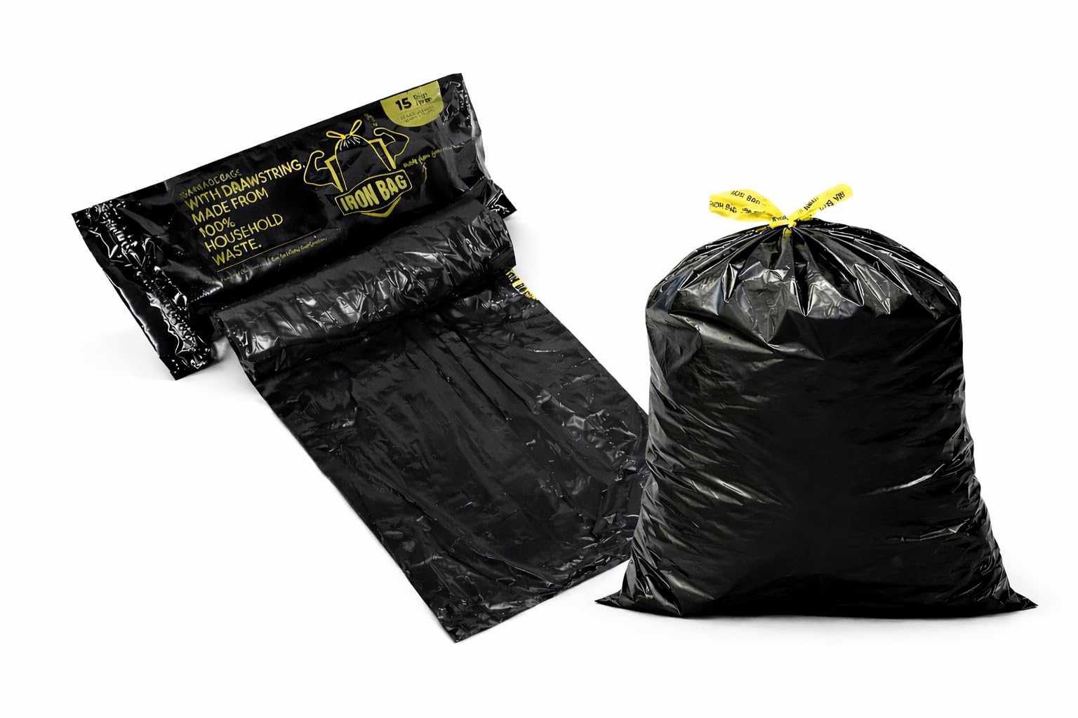 Premium Drawstring Garbage Bags - 60 Count -2
