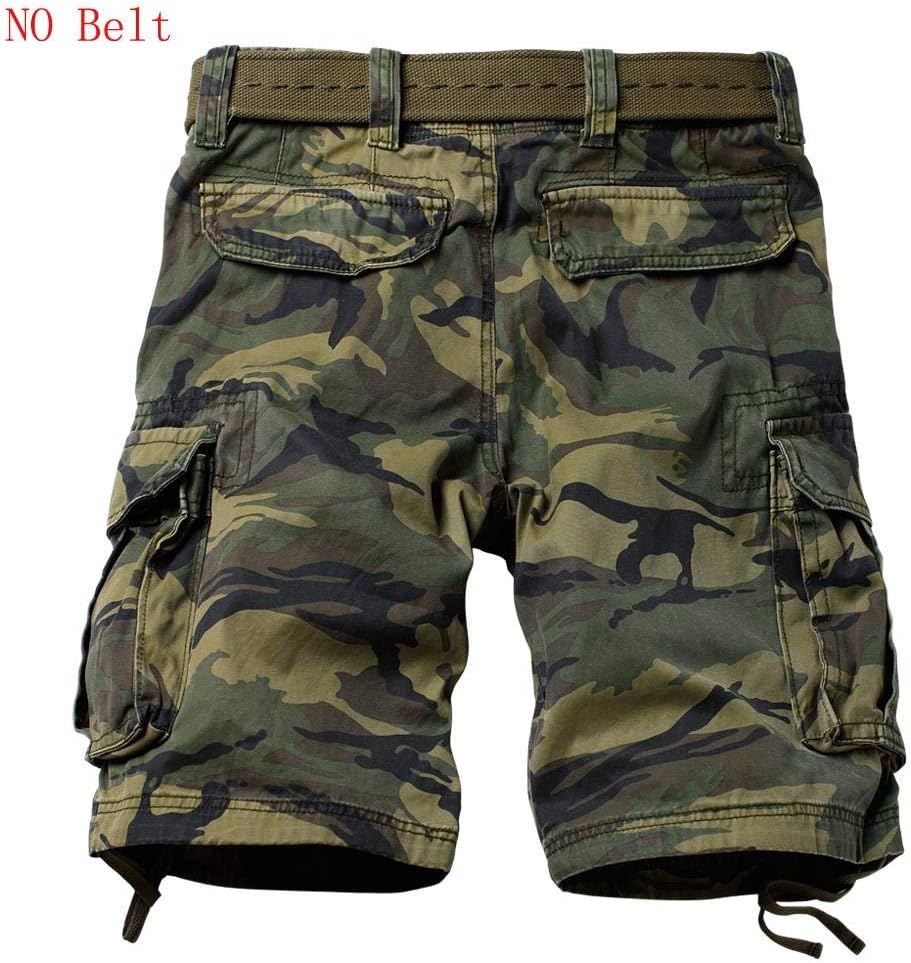 AKARMY Men's Camo Cargo Shorts Outdoor Multi-Pocket Cotton Casual Shorts with No Belt - Image 2