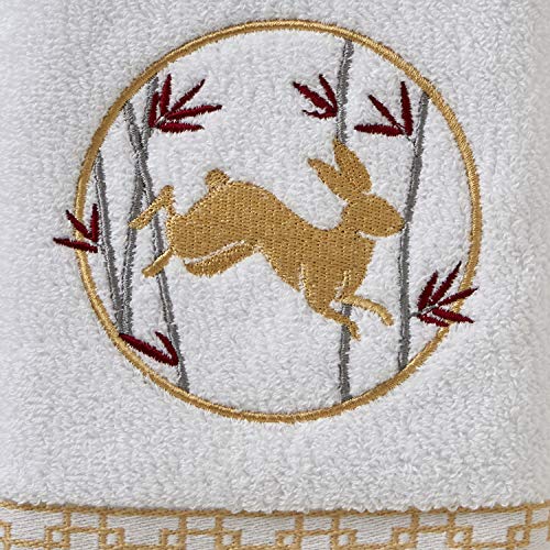 Skl Home Vern Yip Zodiac Rabbit Hand Towel Set, White #TOP2