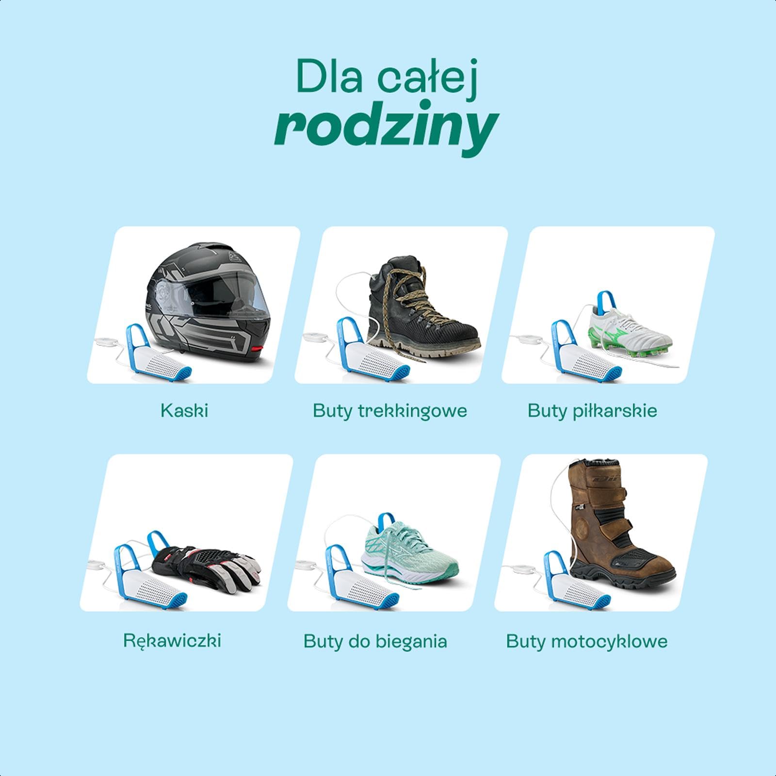Shoefresh Opod Mini Elektryczna Suszarka do Butów, USB-C, Przenośna, Timer | Ciepłe powietrze 40°C, Timer 4 lub 8 godz., Dezodoryzacja obuwia, Piłkarskie, sneakers, rękawice i buty narciarskie