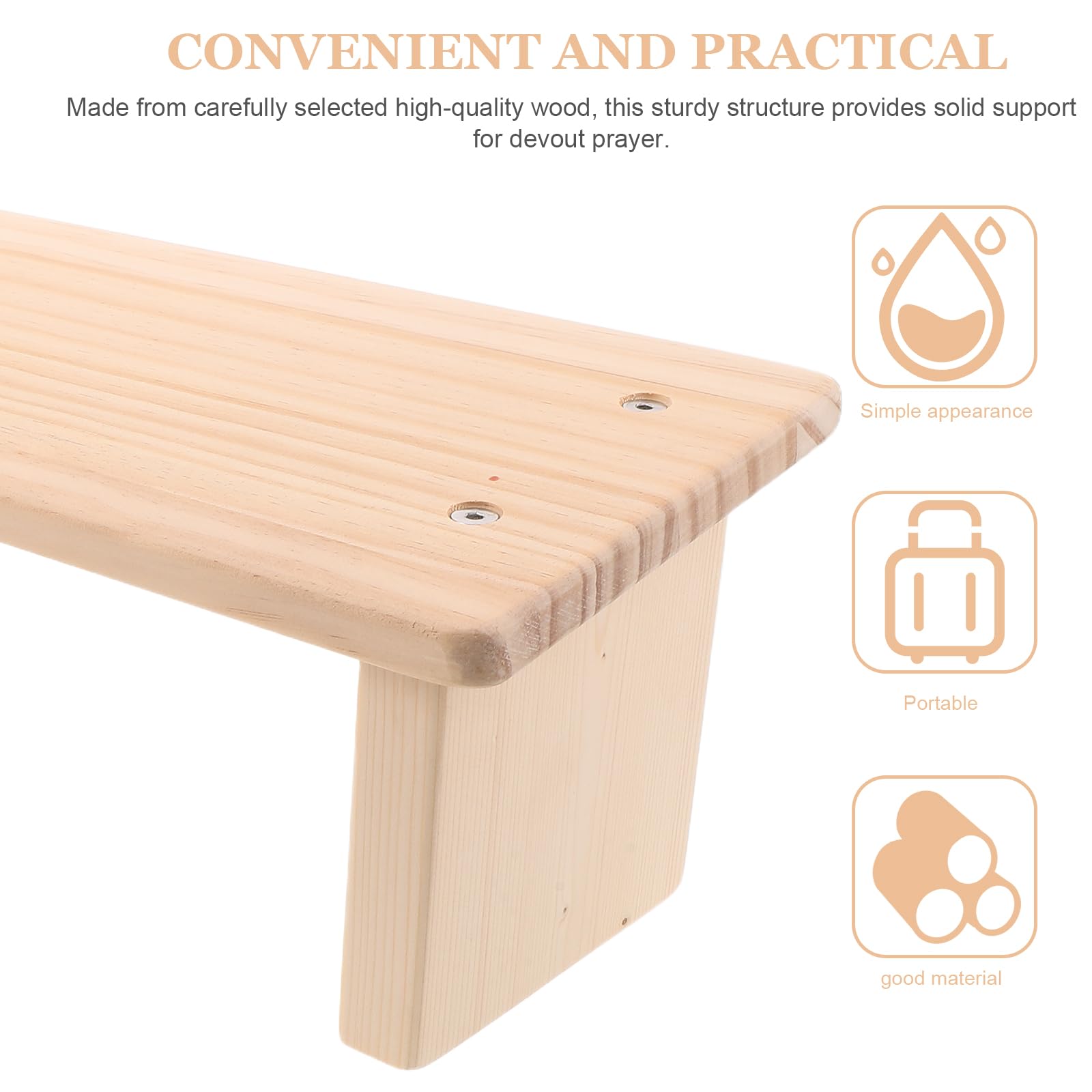 Totority Panca da Meditazione in Legno Beige, Design Salvaspazio e Portatile, Dimensioni Compatte, Stile Chiesa Classico per Preghiera e Meditazione