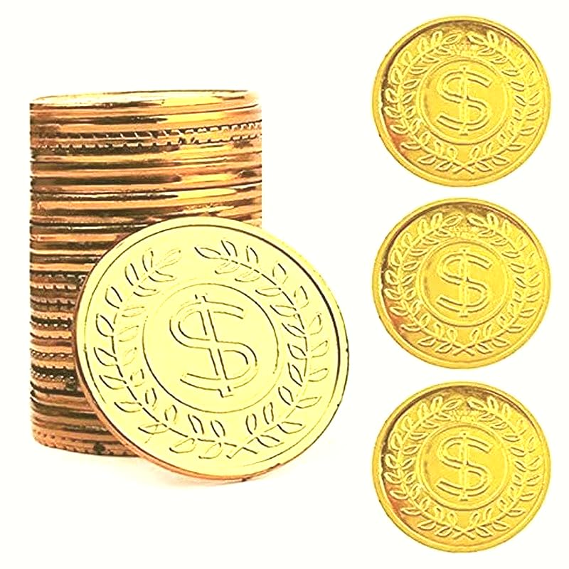 100 Pcs Fake Gold Plastic Coins – Pirate Treasure Style, Ideal for Party Decor & Festive Favor Supplies