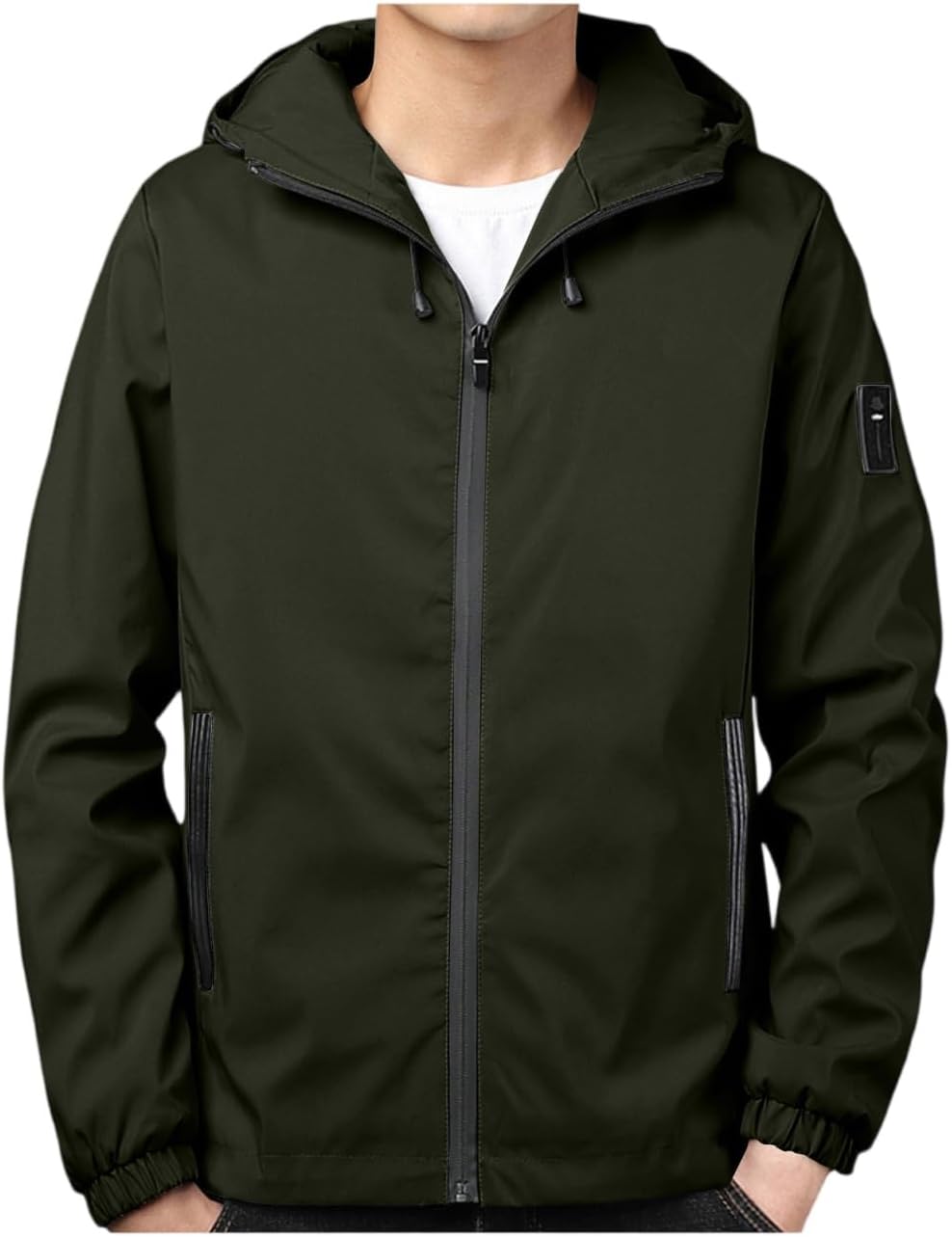Ymosrh Men's Lightweight Windbreaker Jackets, Water Resistant Zip Up Jacket Coat Outwear, M-3XL