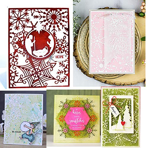 Merry Christmas Snowflake Frame Metal Cutting Die Cuts, Snowflake Frame Stencils DIY Crafts Cards Cutting Dies Cuts for DIY Embossing Card Making Photo Decorative Paper Dies Scrapbooking
