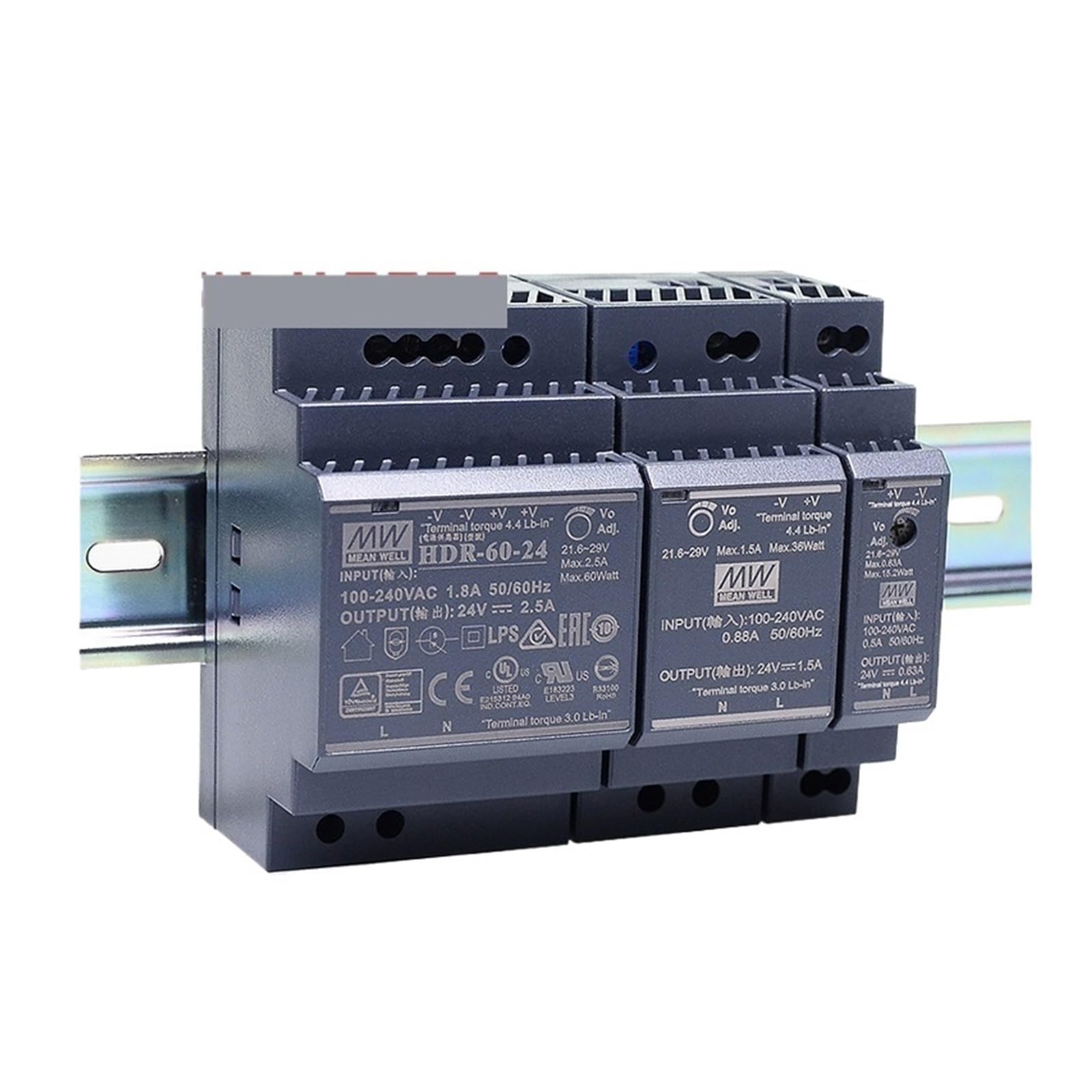 Zasilacz impulsowy, HDR-15 30 60 100 150 Seria DC 5 V 12 V 15 V 24 V 48 V Ultra cienki kształt stopnia Zasilacz na szynę DIN do paska LED, systemu kamer CCTV, radia(5V,HDR-100)