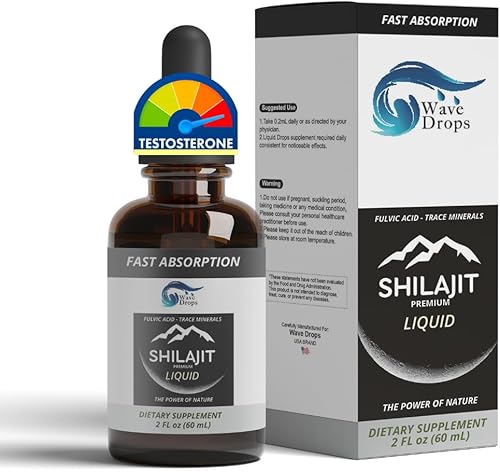 Gotas de Shilajit pura del Himalaya de energía diaria para hombres y mujeres (2.3 onzas líquidas, resina líquida, fortificada orgánica con más de 85
