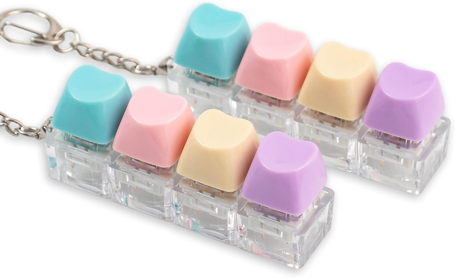 2 Pcs Keyboard Fidget Toy - 4 Keys Cute Clicker Keyboard Fidget for Adults Relieve Stress and Anxiety Decompression Keyboard Keychain