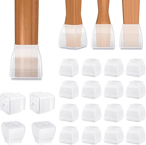 Vista 21 de BALEINE Paquete de 16 protectores de suelo de silicona para patas de silla, tapa protectora para patas de taburete, tapas antideslizantes para patas