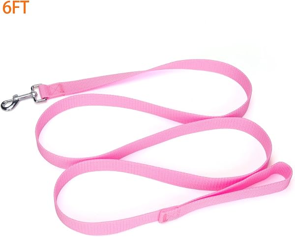 Siumouhoi Strong Durable Nylon Dog Training Leash, 1 Inch Wide Traction Rope, 6 ft Long, for Small and Medium Dog (Pink, 6 Feet) - 2