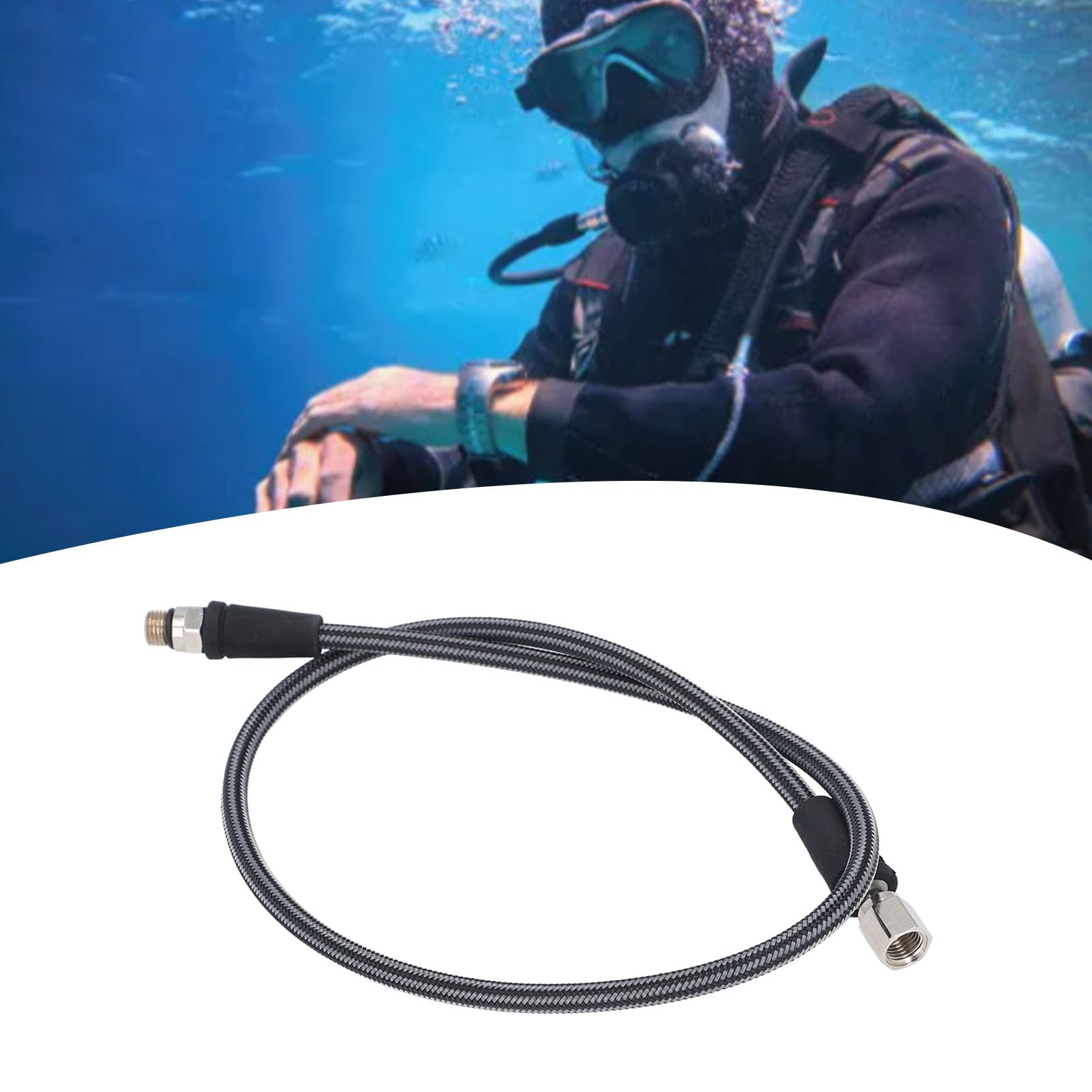 Keenso Manguera de Alta Presión para Buceo, Flexible, Segura, Tejida de Fibra de Carbono Profesional, Mide con Precisión la Alta Presión, Accesorio de Buceo Ideal