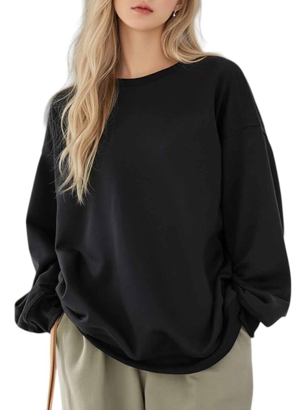 Women's Blended 100% Cotton and Fleece Blend Oversized Fit® Baggy Fit Cool and Stylish Sweatshirt-image-44