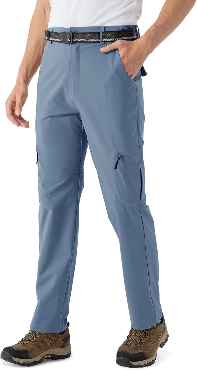 TBMPOY Men's Hiking Pants Lightweight 6 Cargo Pockets Quick Dry Water Resistant Outdoor Travel Work Fishing