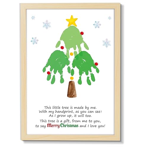 QOUBAI Christmas Tree Handprint Crafts DIY Kit Christmas Handprint Gifts