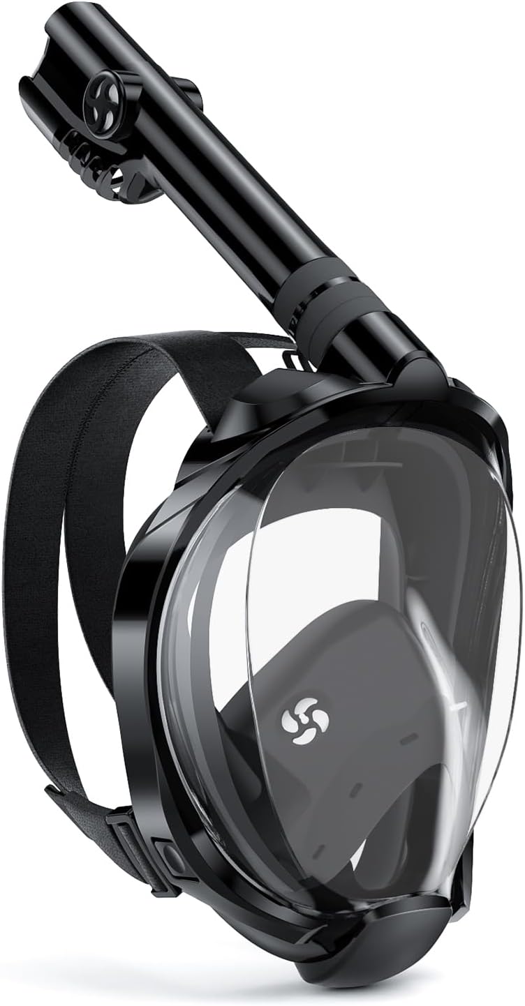 WSTOO Full Face Snorkel Mask, Dry Top Snorkeling Gear for Adults, 180° Panoramic Foldable Design with Camera Mount, Safe Mouth/Nose Breathing, Anti-Fog & Anti-Leak