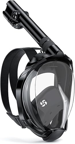 W WSTOO Máscara de esnórquel de cara completa, equipo de esnórquel para adultos para respirar por la boca o la nariz, vista panorámica de 180