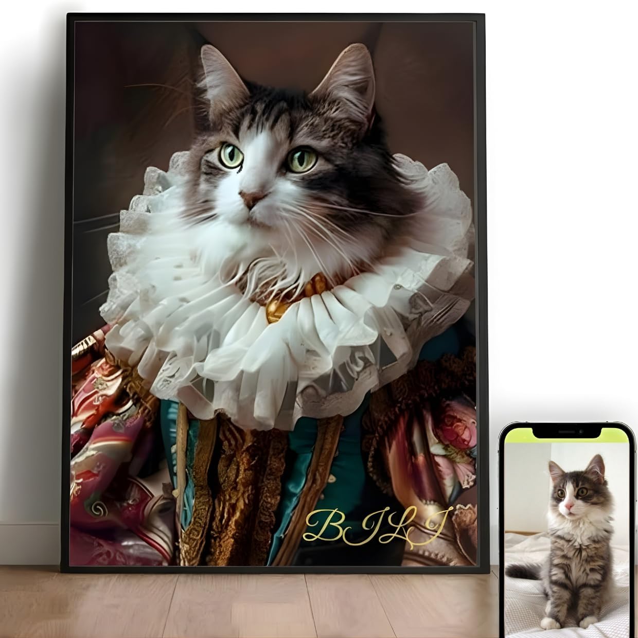 SweePep Custom Renaissance Pet Portrait Canvas - Personalized Dog & Cat Wall Art Print, Home Decor for Living Room, Bedroom (Lady)