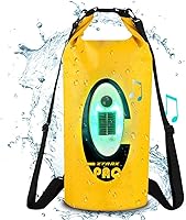 Vista 1 de Mochila solar seca de 10 L, altavoz Bluetooth integrado y LED (4 modos de iluminación), recargable solar o USB, impermeable IP66 flotante