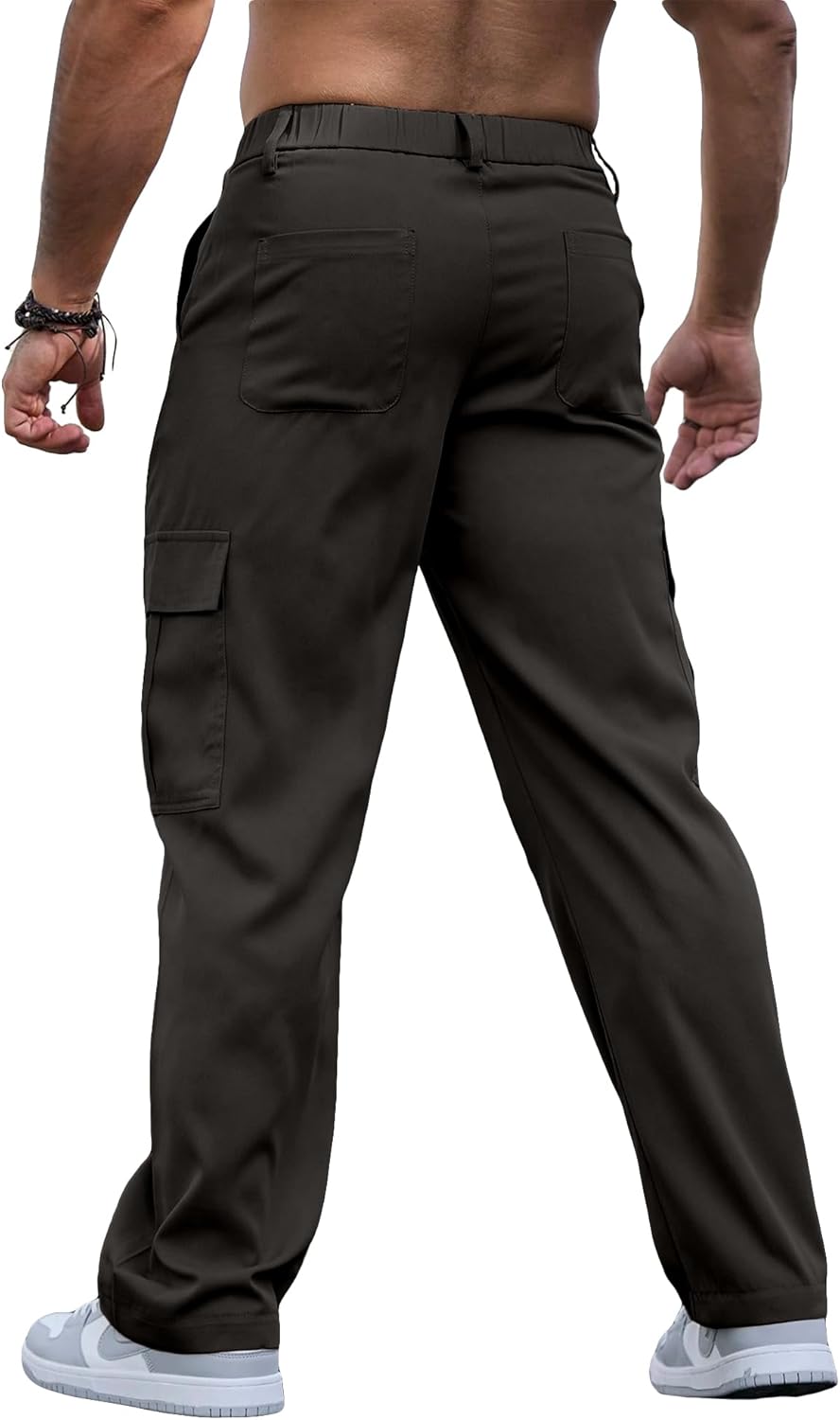 Comdecevis Mens Casual Sweatpants with Utility Pockets Men Cargo Pants Athletic Joggers for Men Dark Gray S - Image 2