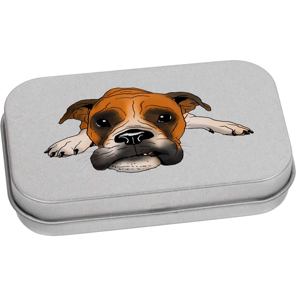 Azeeda 80mm 'Grumpy Boxer Dog' Metal Hinged Tin/Storage Box (TT00144431)