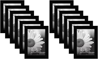 Americanflat Set of 12 Black 4x6 Picture Frames - Engineered Wood with Polished Plexiglass for Tabletop & Wall Display