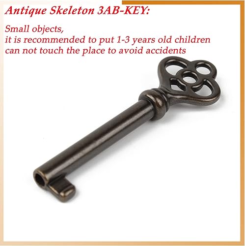 Miniatura 7 de Llave de esqueleto de barril hueco antiguo KY-3AB (4 piezas) para puertas de gabinete, cajones de aparador, relojes de abuelo, antiguo, vintage,
