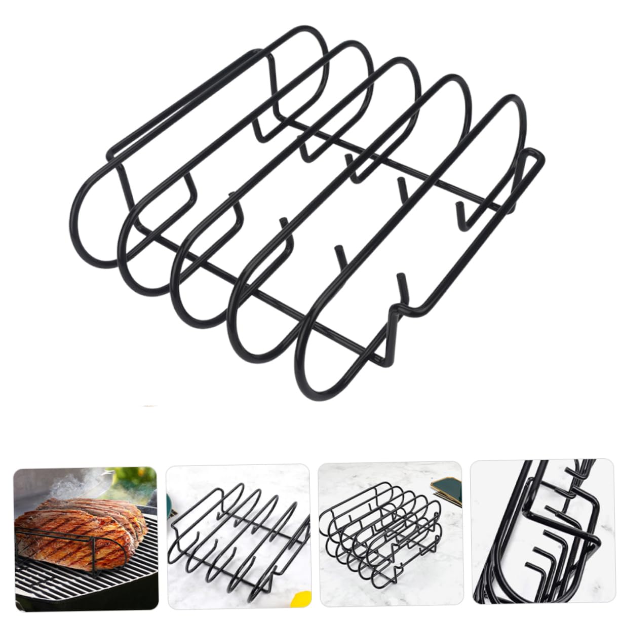 BESTonZON Costole Arrosto Inossidabile Rastrelliera per Barbecue Portatile per Grigliate