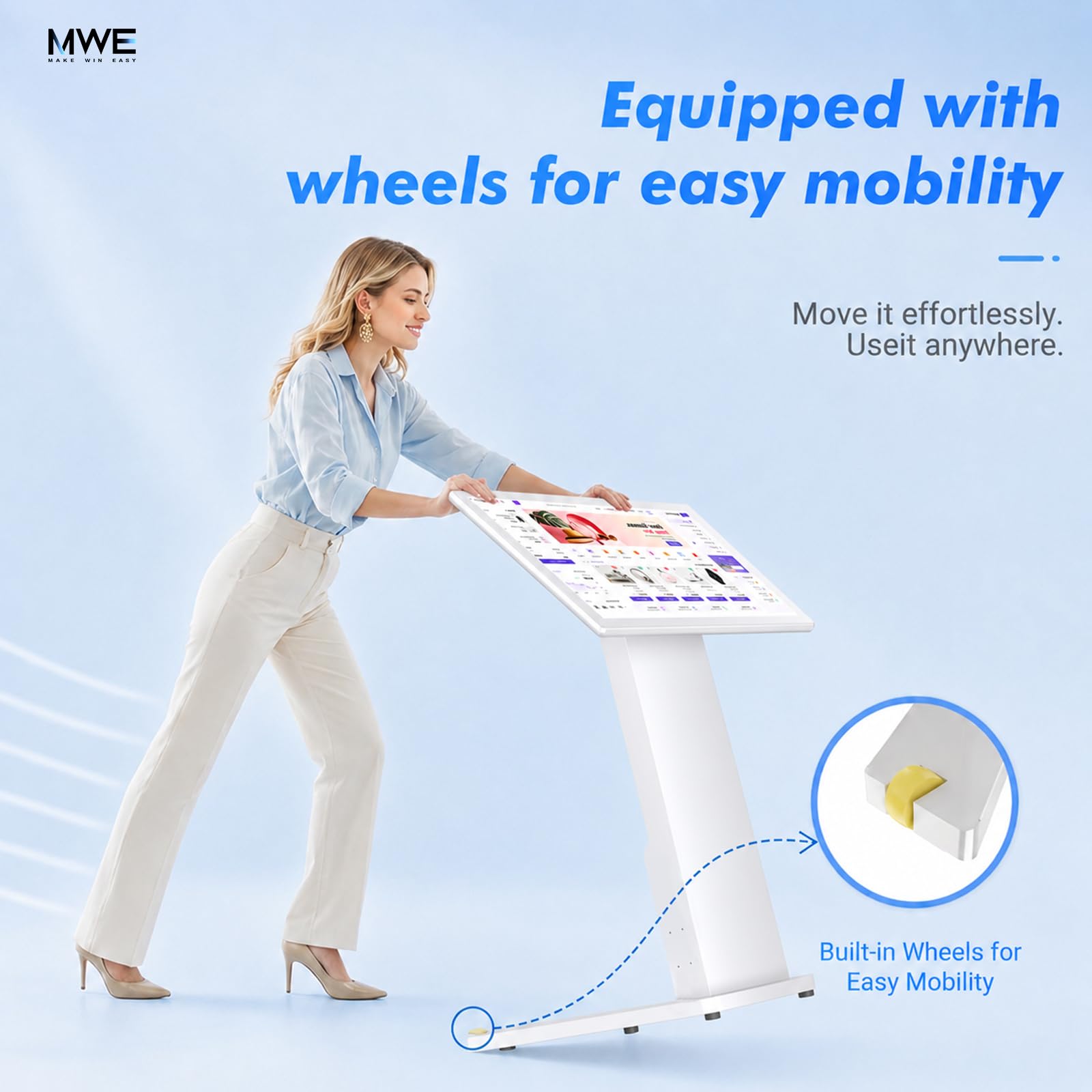 Touch-Screen Self Service Kiosk, Interactive Digital Display Stand with Pedestal Base, Digital Signage,FHD Information Kiosk,Applicable for Content Query and Information Publishing (21.5 inches)