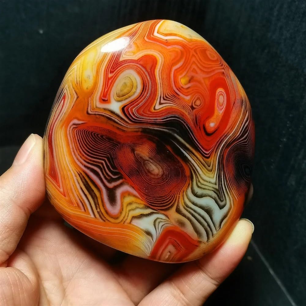 Agate de Madagascar polie haut de gamme en ruban de soie QINGQI pour collectionneur