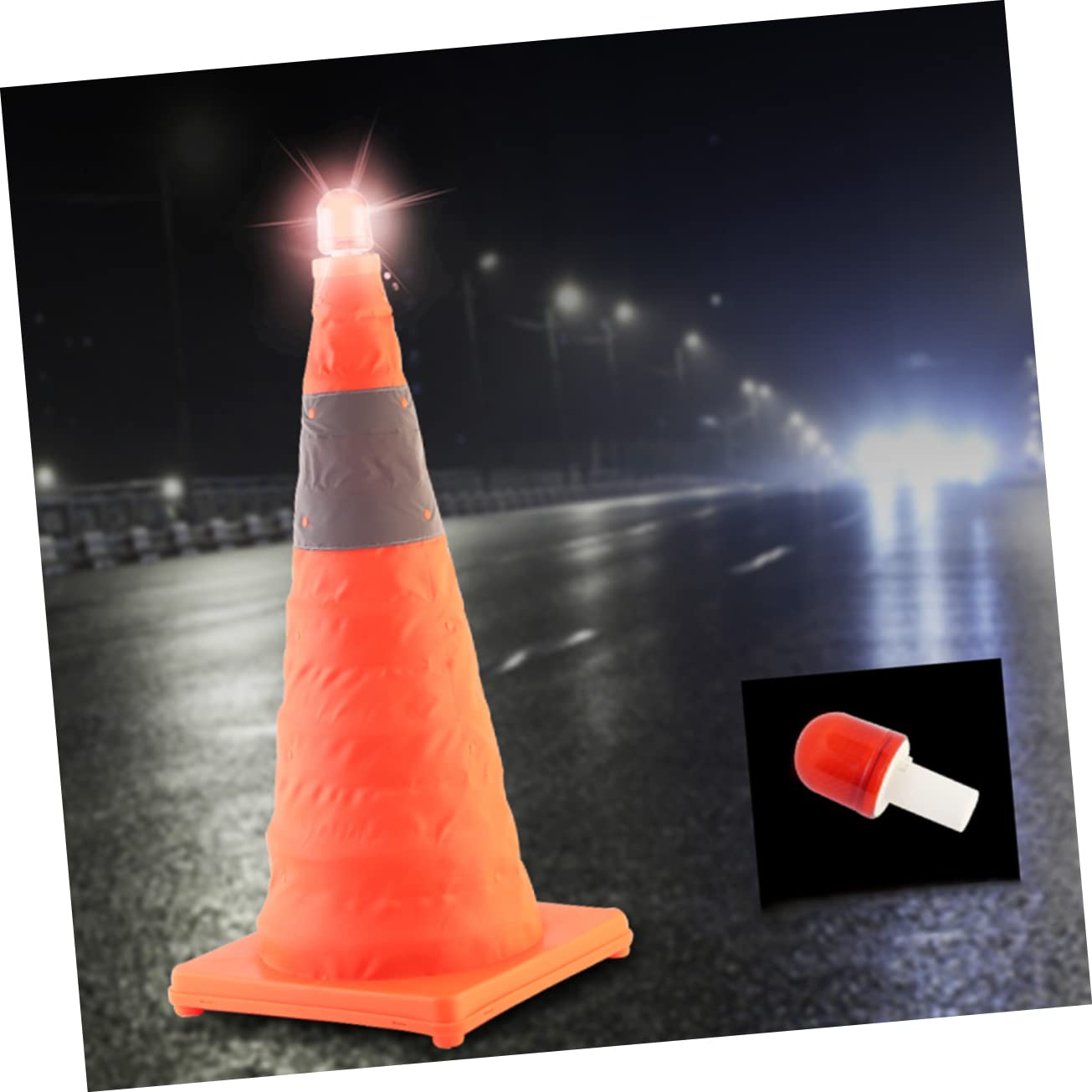 Cône Routier Pliable Réfléchissant 1 Pièce, avec Lampe LED