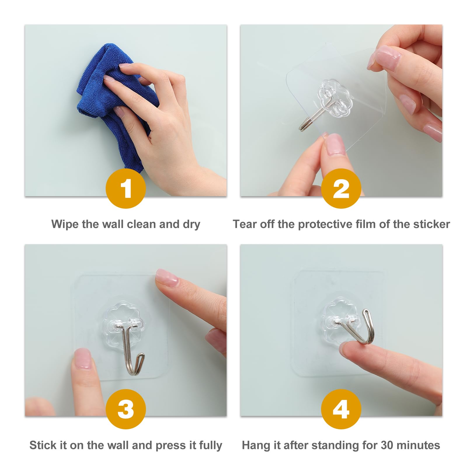 Bolsa de almacenamiento para colgar en la pared con gancho adhesivo, cestas de almacenamiento colgantes para armario con bolsillos, caja organizadora de algodón de lino impermeable para baño, 4