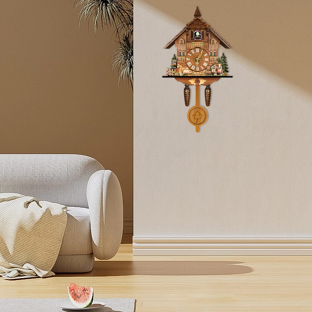 Orologio A Cuc&ugrave; Vintage Da Parete Con Pendolo - Legno Antico, Carillon E Sveglia Natalizia Per Decorazione Casa