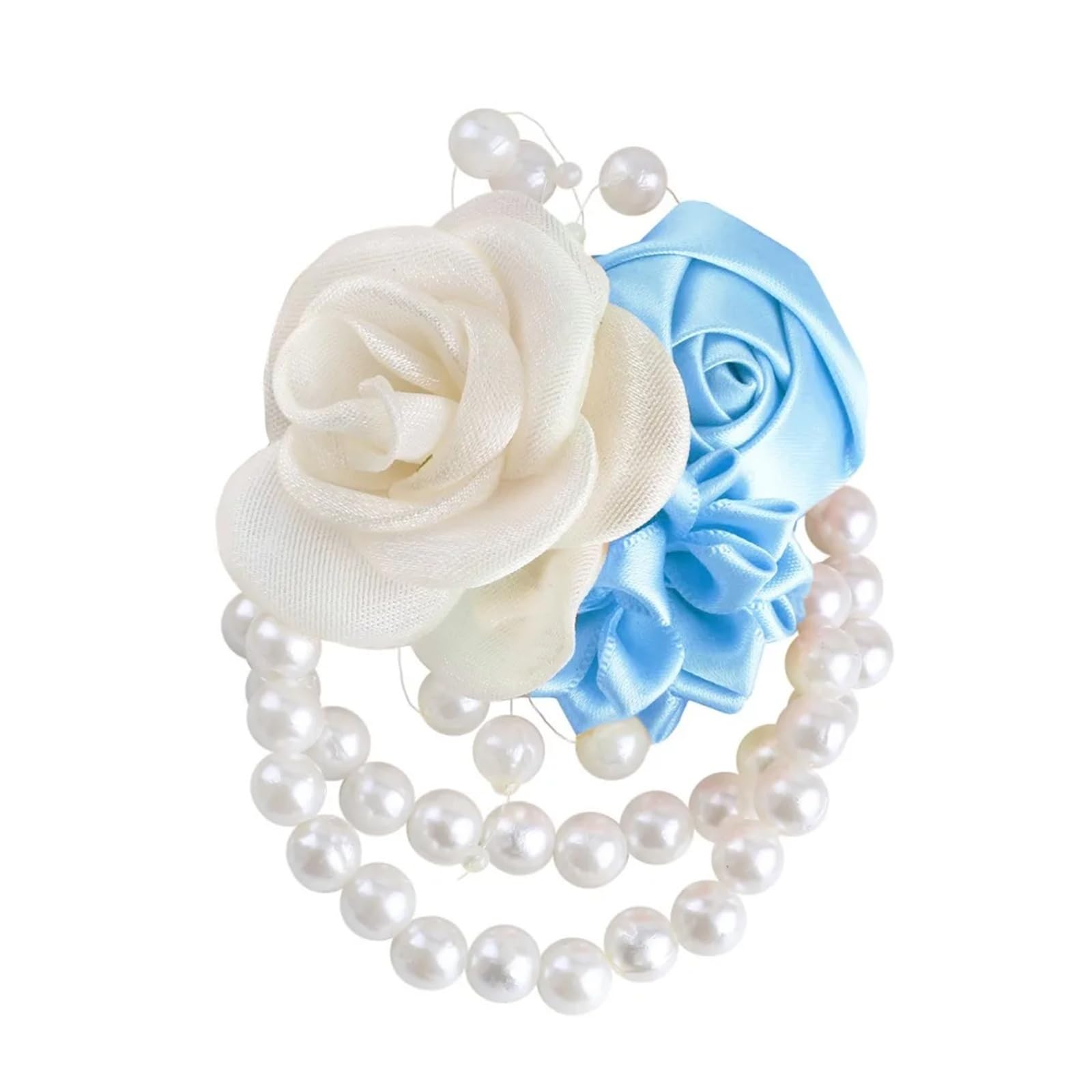 MQFBNNP Wedding boutonniere Organza & Satin Rose Boutonniere & Wrist Corsage(Champagne)
