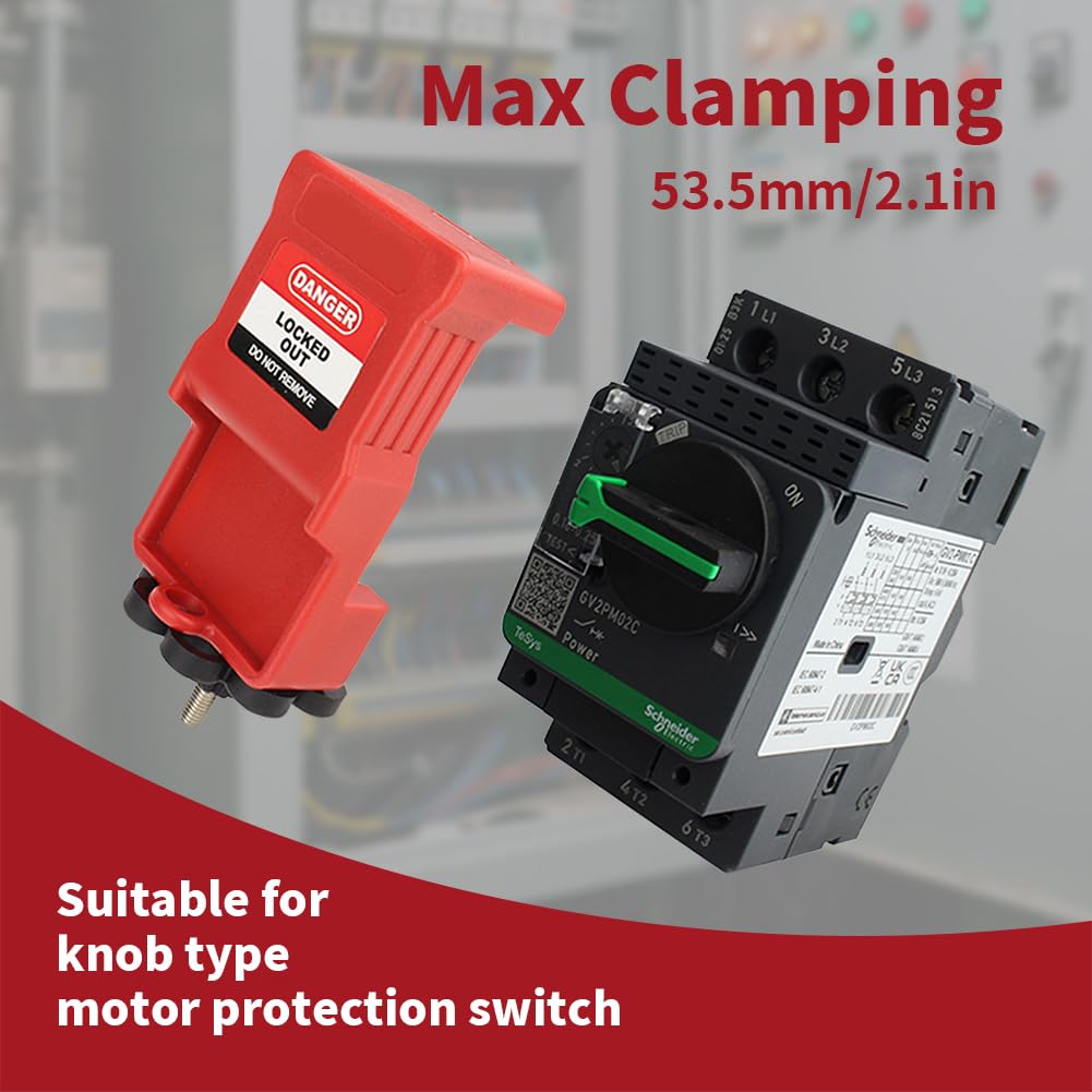 2 Pcs Manual Motor Starter Lockout,Motor Protection Lock MPCB Device | 21-inch max jaw opening, For breakers with a rotary knob or push button,made of PA nylon and zinc alloy,Circuit Breaker Lock
