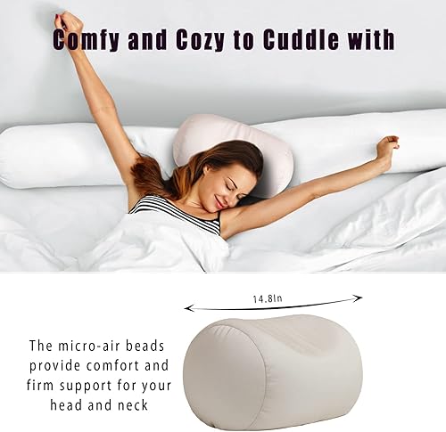 Miniatura 5 de Squish Bean Bed - Almohada de microperlas para el cuerpo, suave y fresca, tela de apoyo para cuello y espalda, almohada de viaje, colores divertidos