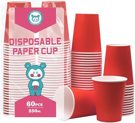 Amazon.com: Yuxitia Disposable Paper Cups, 60pcs Red Paper Cups For DIY ...