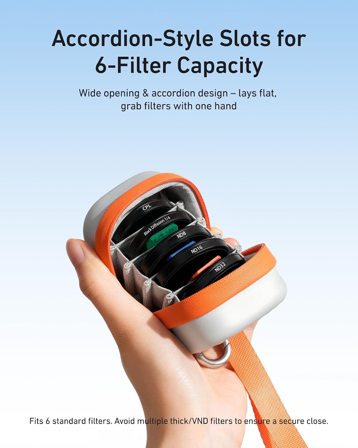 TELESIN Lens Filter Case Up to 48mm,Hard Shell Action Camera Filter Pouch