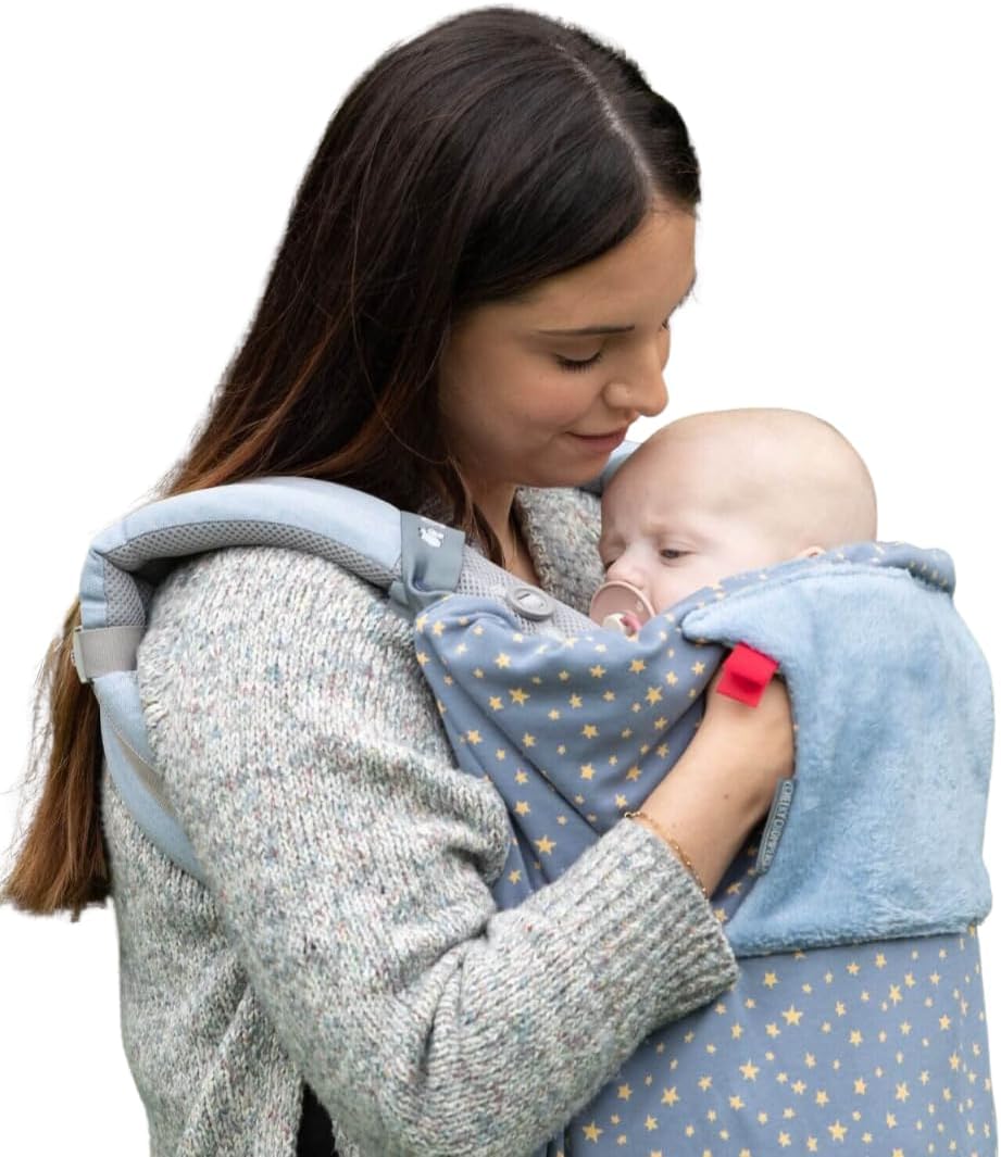 Cheeky Chompers Baby Travel Blanket | Attach to Baby Carrier, Pram, Car Seat | Fleece Baby Blanket with Hand & Feet Pouches | Baby Winter Blanket (Midnight Stars)