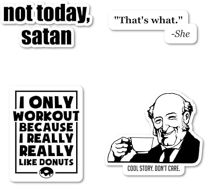 Amazon Co Jp Not Today Satan Cool Story ステッカーパック ファニーステッカー 4パック ラップトップ ステッカー ノートパソコン 電話 タブレット ビニールデカールステッカー 4パック S パソコン 周辺機器
