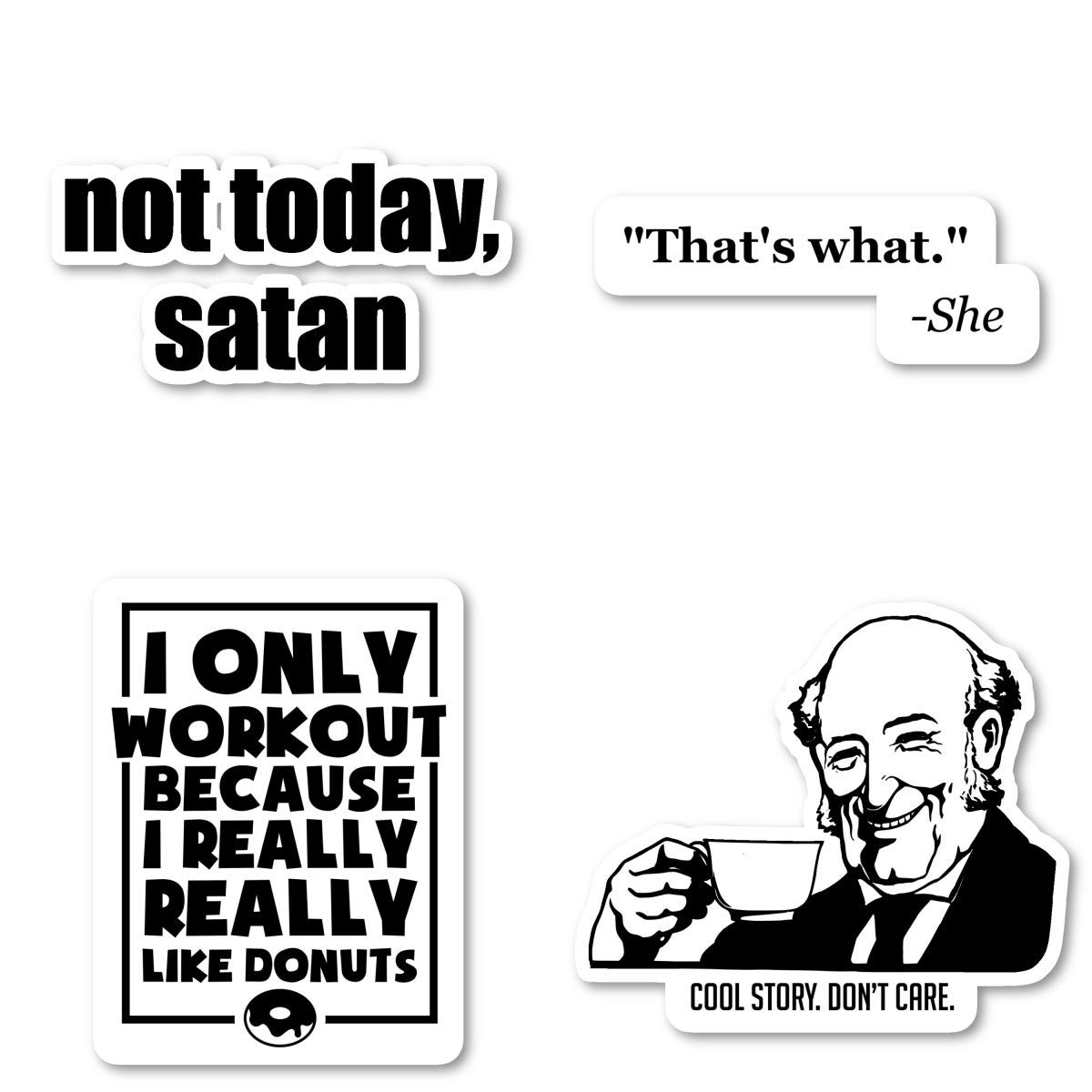 Not Today Satan Cool Story Sticker Pack Funny Stickers - 4 Pack - Laptop Stickers - for Laptop, Phone, Tablet Vinyl Decal Sticker (4 Pack) S211280