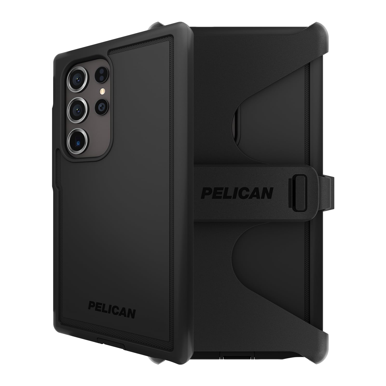 Pelican Voyager - Samsung Galaxy S24 Ultra Case [6.8"] [18ft MIL-STD Drop Protection] [Wireless Charging] 2 Piece (Heavy Duty Cover and Belt Clip Holster Stand) Case for Samsung Galaxy S24 Ultra-Black