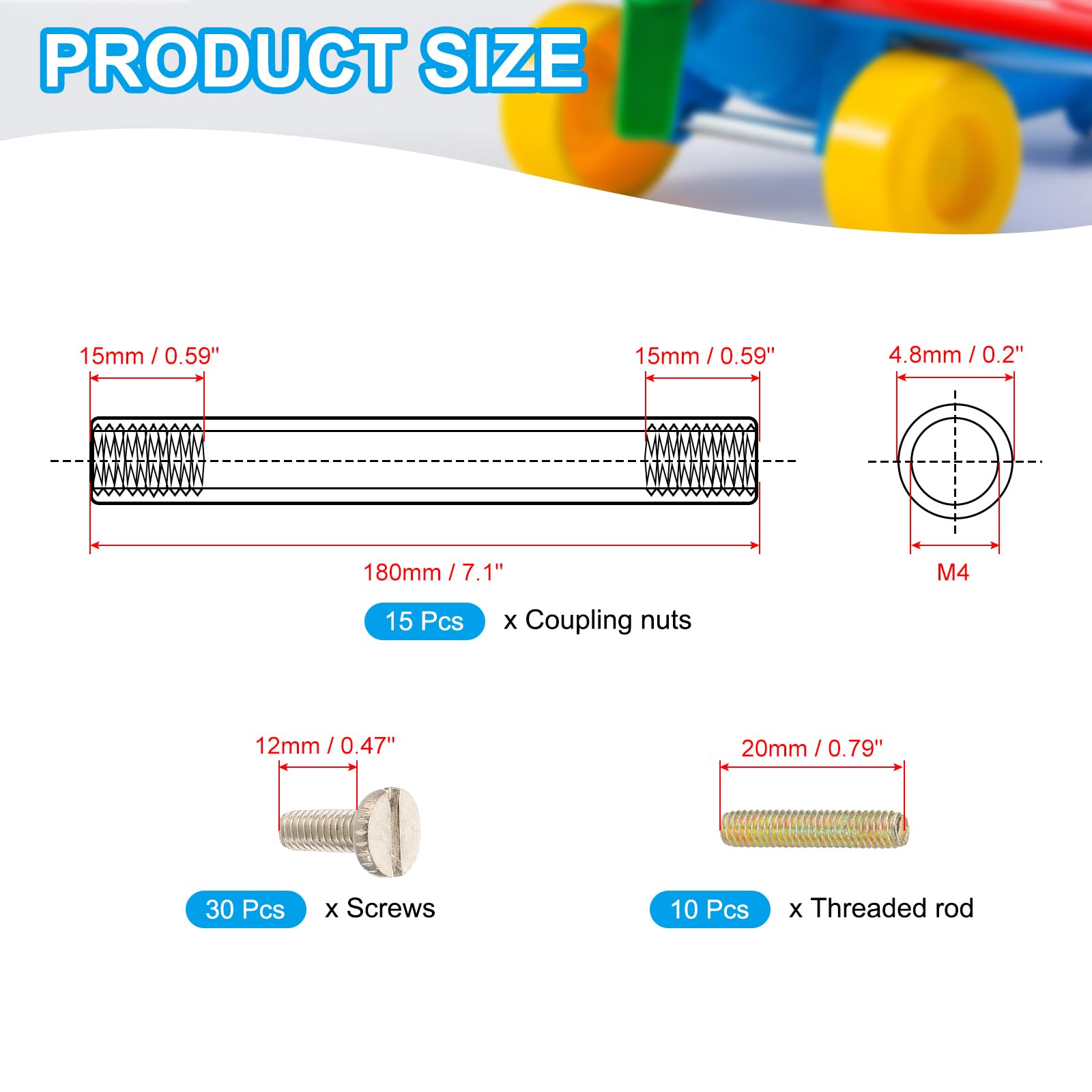 PATIKIL 180mm (7.1") Round Coupling Nuts Kit - Image 2